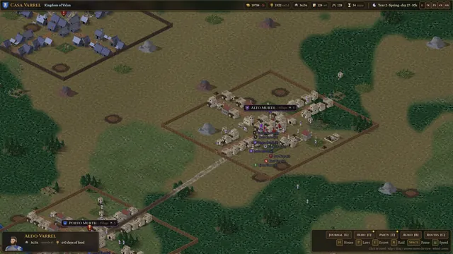 The campaign map with villages, roads and armies on the march